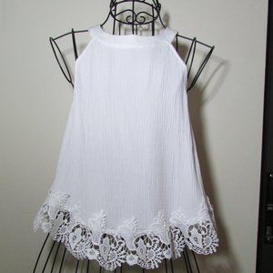 Abercrombie & Fitch White Halter Seersucker Lace Crop Top